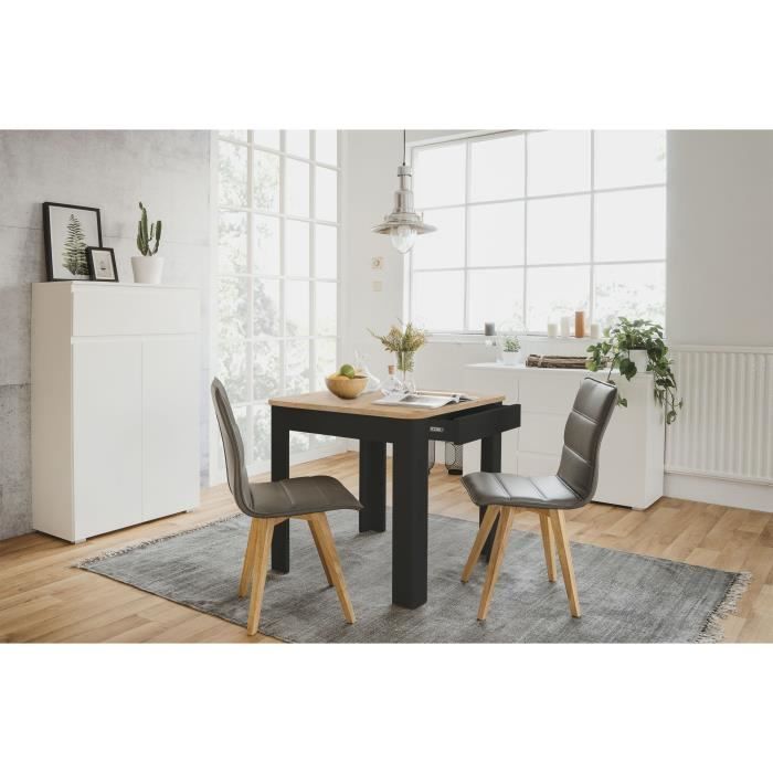 OSLO Table - Rectangular - Seats 4 - 80 x 77 x 80 cm - Black/ Artisan Oak