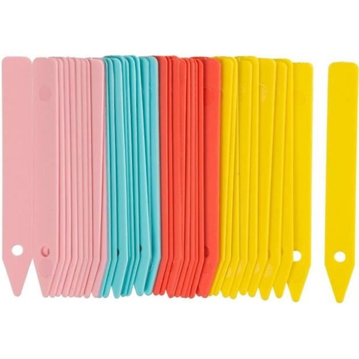 NATURE Plant Labels - 10 cm - Pack of 40 - Blue, Yellow, Pink, Red