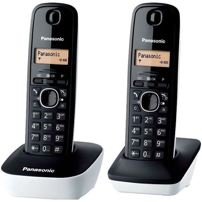 Panasonic KX-TG1612FRW DECT Cordless Duo Phone without Answering Machine, White