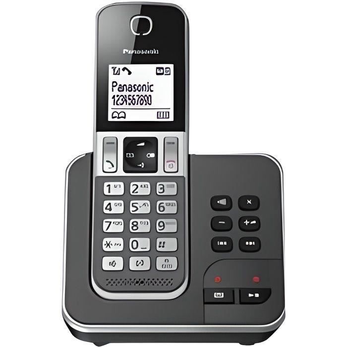 Panasonic KX-TGD320FRG Cordless Phone with Answering Machine, Base and Handset, Hands-Free