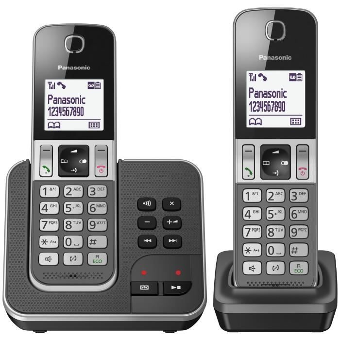 Panasonic Cordless Telephone Duo KX-TGD322FRG with Answering Machine Black
