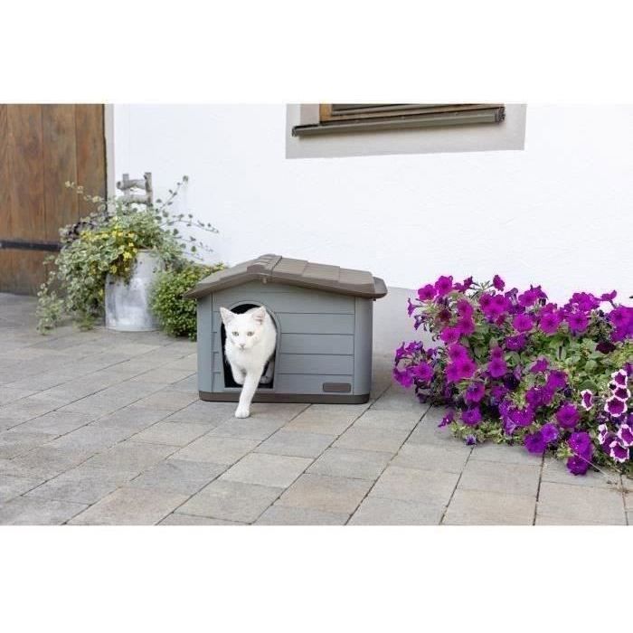 KERBL Outdoor Cat House - 60 x 51 x 41 cm - Grey and Brown - Plastic