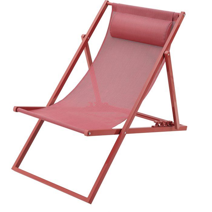 PAROSKAKI - Deck Chair - Steel Frame - W 63 x D 104 x H 85 cm - Terracotta