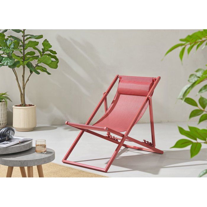 PAROSKAKI - Deck Chair - Steel Frame - W 63 x D 104 x H 85 cm - Terracotta