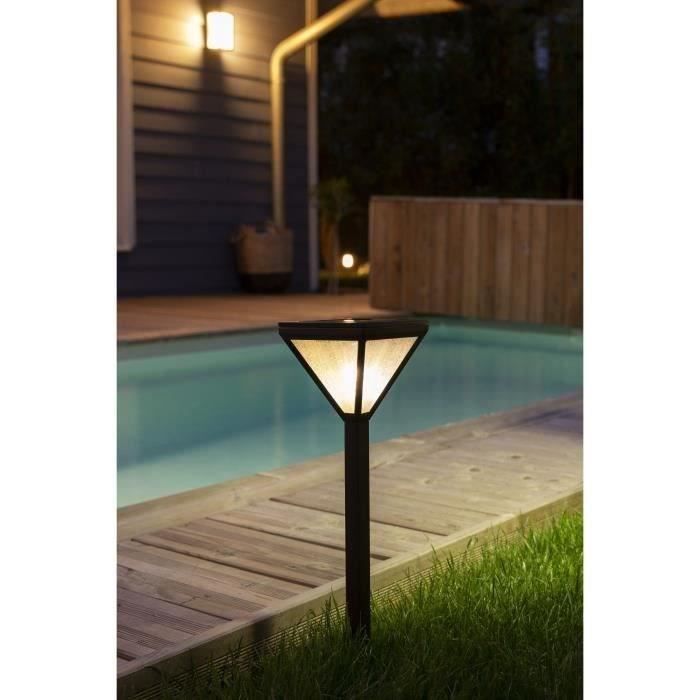 GALIX Solar Lantern, Stainless Steel, Beaded Glass, 25 Lumens, Warm White