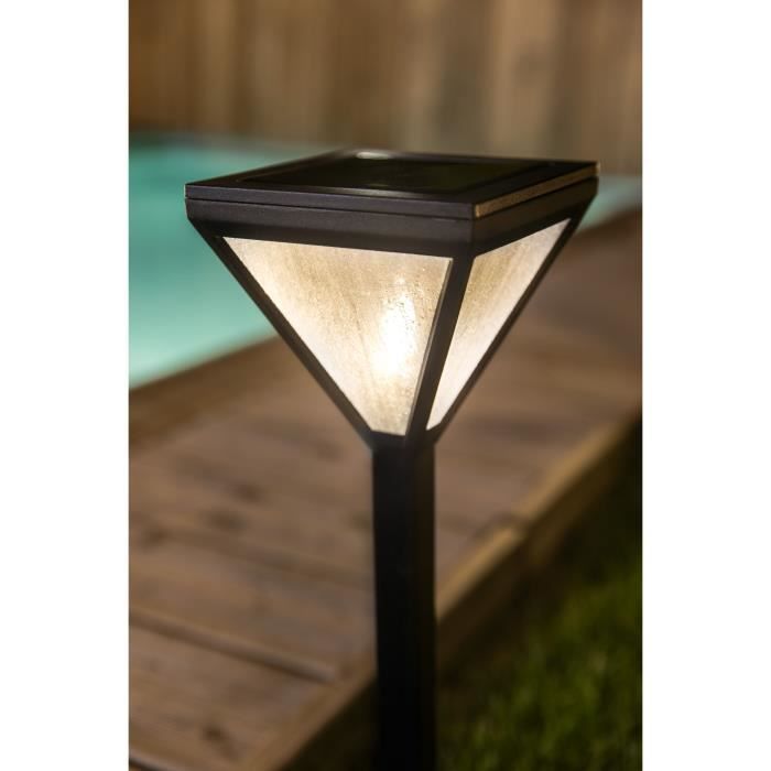 GALIX Solar Lantern, Stainless Steel, Beaded Glass, 25 Lumens, Warm White
