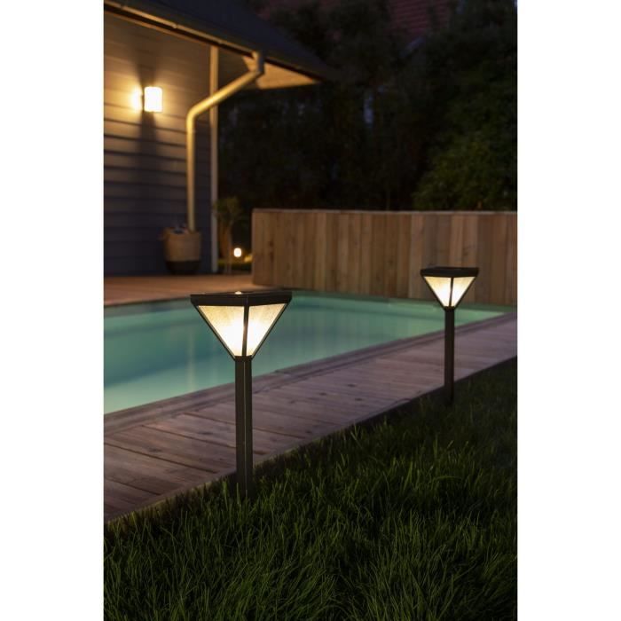 GALIX Solar Lantern, Stainless Steel, Beaded Glass, 25 Lumens, Warm White