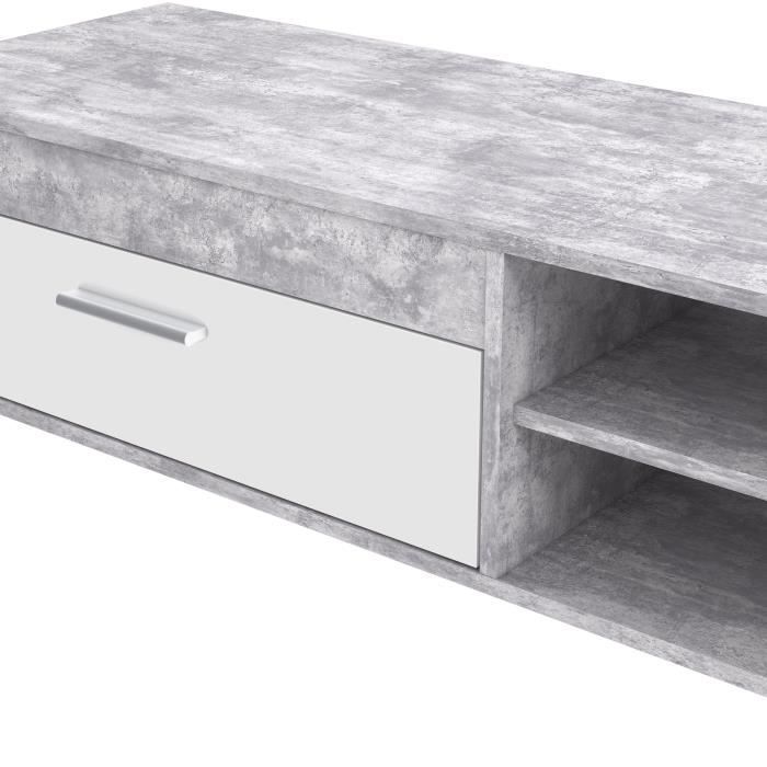 PILVI TV Unit - White and Light Concrete - Contemporary - W 120 x D 42.1 x H 31.8 cm