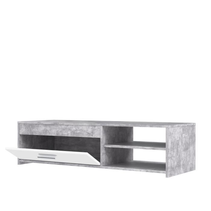 PILVI TV Unit - White and Light Concrete - Contemporary - W 120 x D 42.1 x H 31.8 cm
