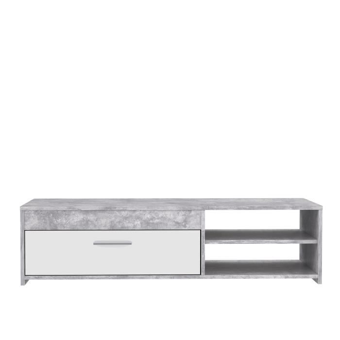 PILVI TV Unit - White and Light Concrete - Contemporary - W 120 x D 42.1 x H 31.8 cm