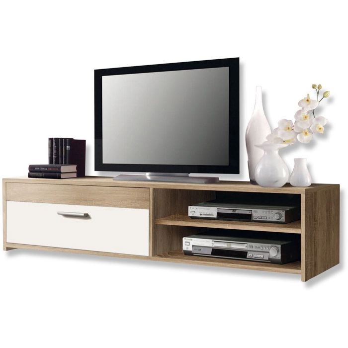PILVI TV Cabinet 120 cm - Sonoma Oak and White - 1 Flap