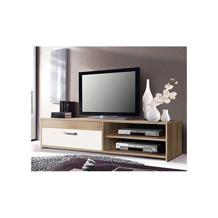 PILVI TV Cabinet 120 cm - Sonoma Oak and White - 1 Flap