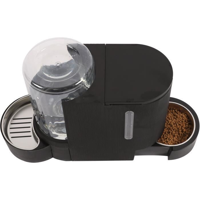 M.PETS DUPLO Food and Water Dispenser - 1.3 kg/3 L - Black 1.3kg/3L 40x16.2x29.1