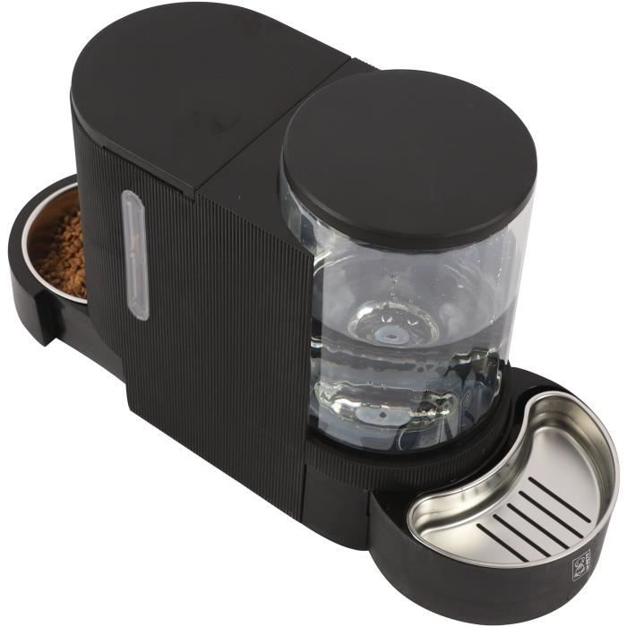 M.PETS DUPLO Food and Water Dispenser - 1.3 kg/3 L - Black 1.3kg/3L 40x16.2x29.1