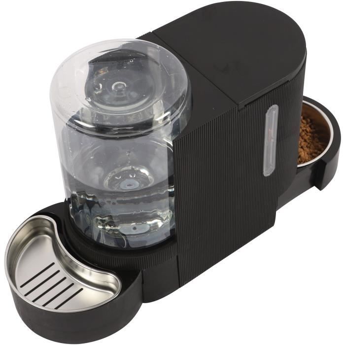 M.PETS DUPLO Food and Water Dispenser - 1.3 kg/3 L - Black 1.3kg/3L 40x16.2x29.1