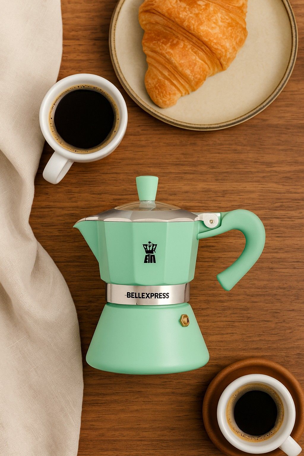 Pezzetti Italian Coffee Maker - BELLEXPRESS - Aluminum - 6 cups - Turquoise