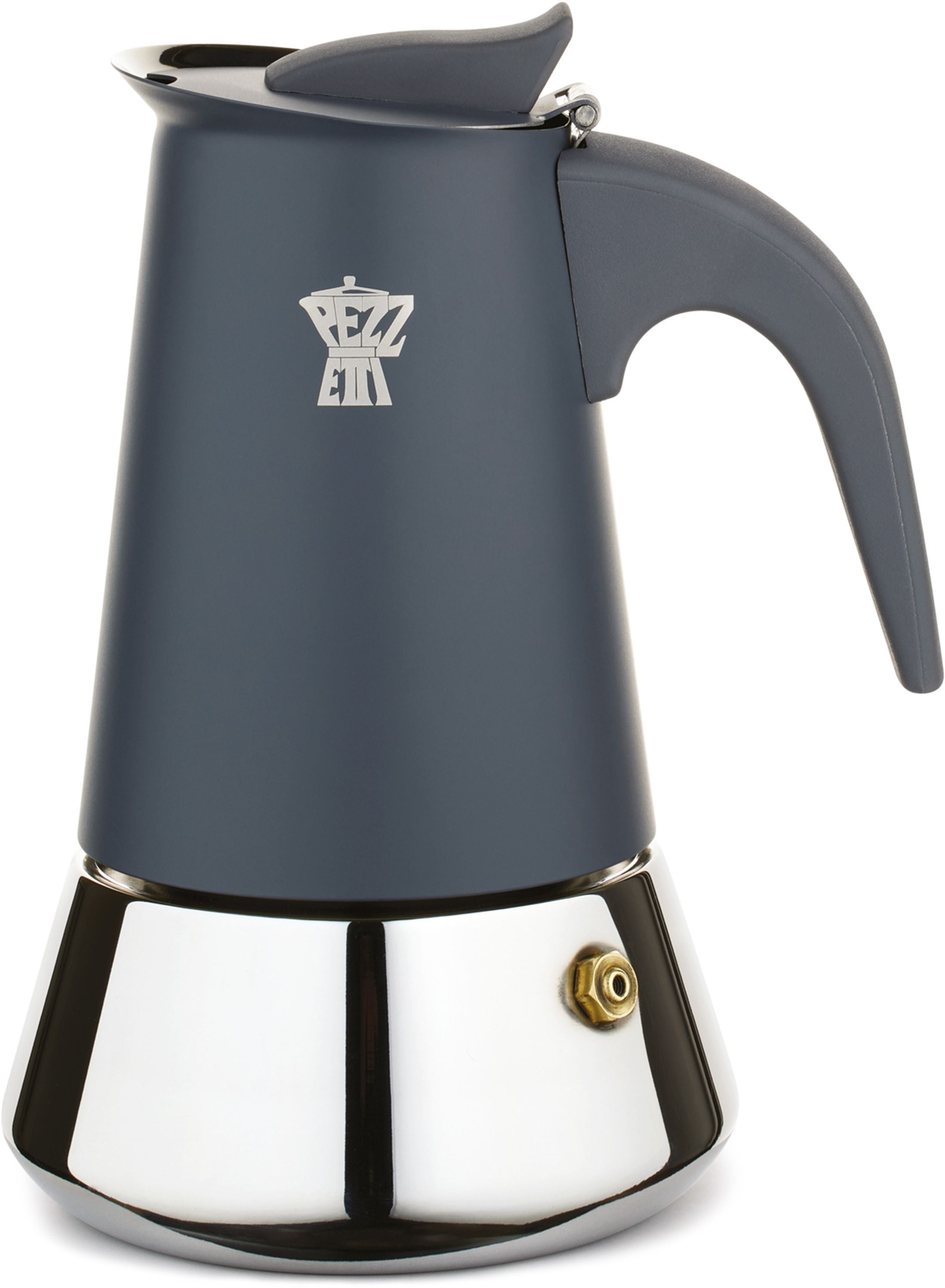 PEZZETTI Italian Coffee Maker - STEELEXPRESS - Stainless Steel - 6 Cups - Suitable for All Hobs - Indigo Blue