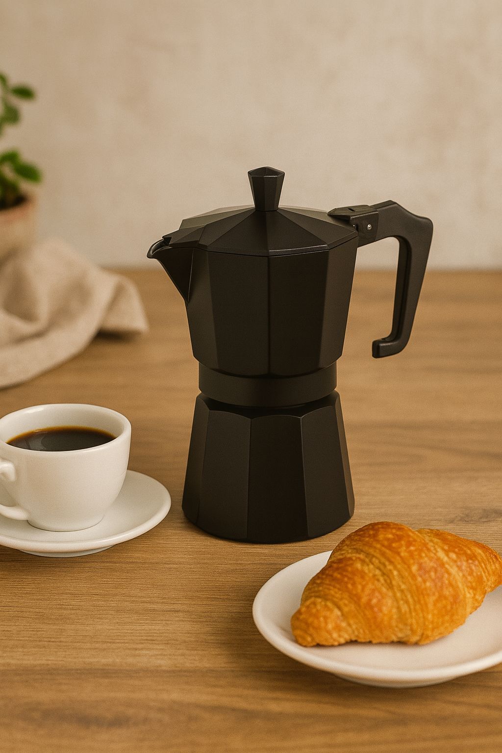 PEZZETTI Italian Coffee Maker - ITALEXPRESS - Aluminum - 6 Cups - Black