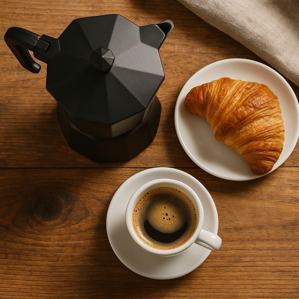 PEZZETTI Italian Coffee Maker - ITALEXPRESS - Aluminum - 6 Cups - Black