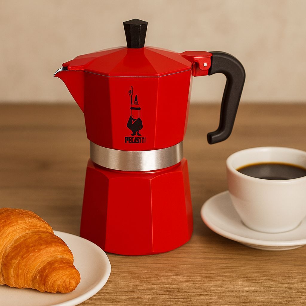 PEZZETTI Italian Coffee Maker - ITALEXPRESS - Aluminum - 3 cups - Red