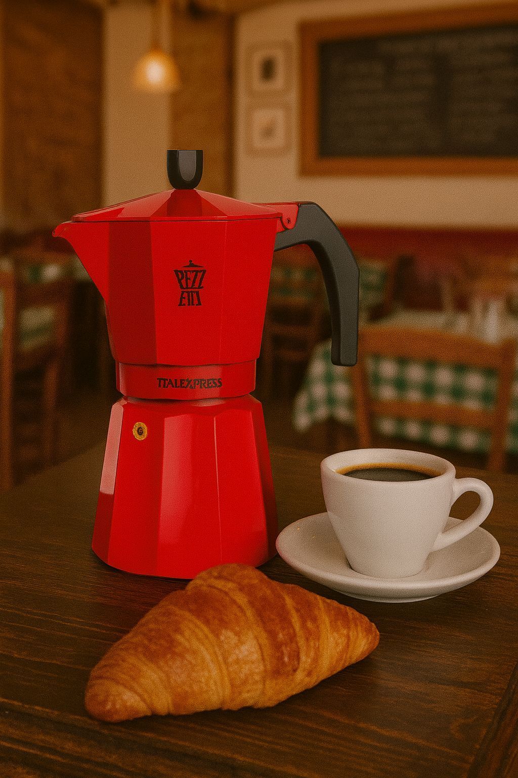 PEZZETTI Italian Coffee Maker - ITALEXPRESS - Aluminum - 6 Cups - Red