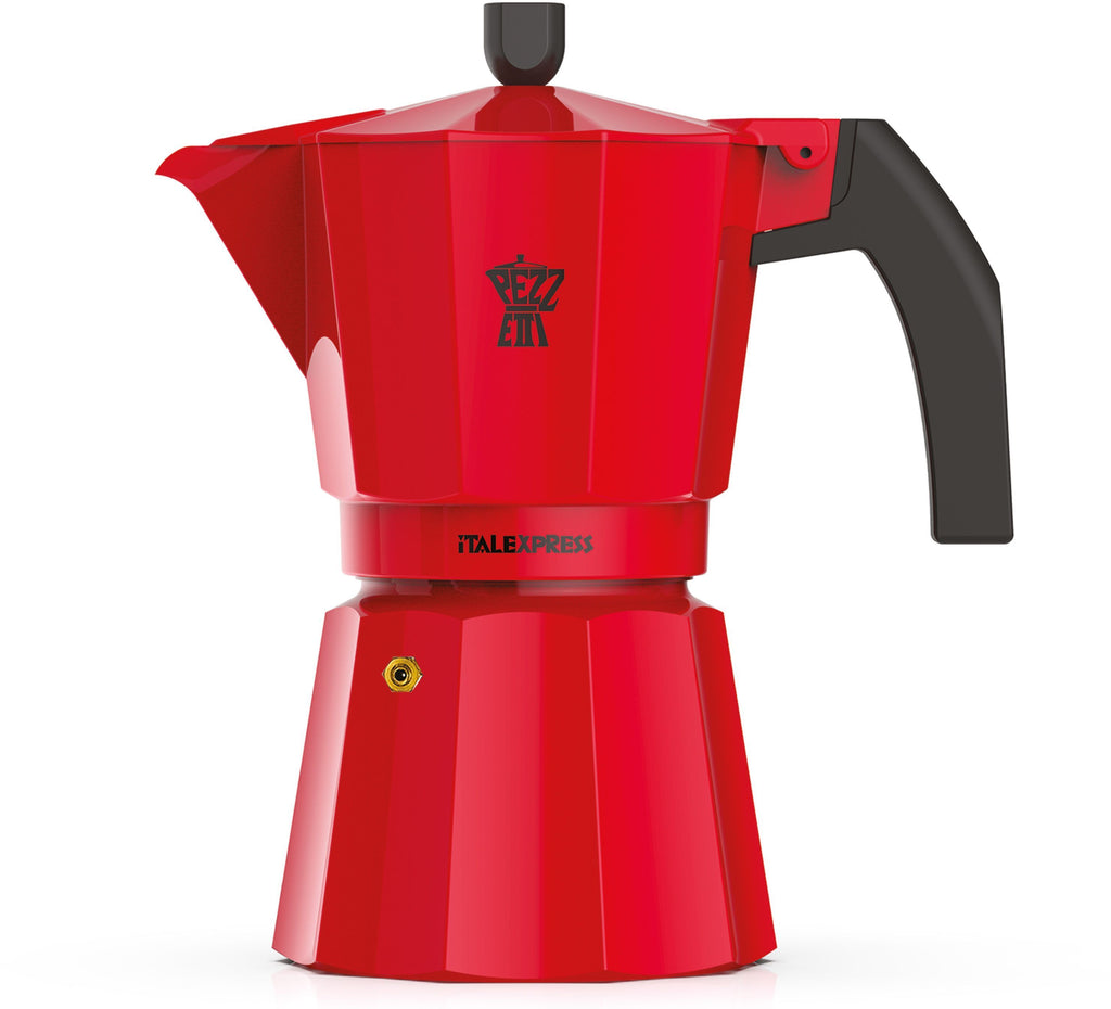 PEZZETTI Italian Coffee Maker - ITALEXPRESS - Aluminum - 6 Cups - Red