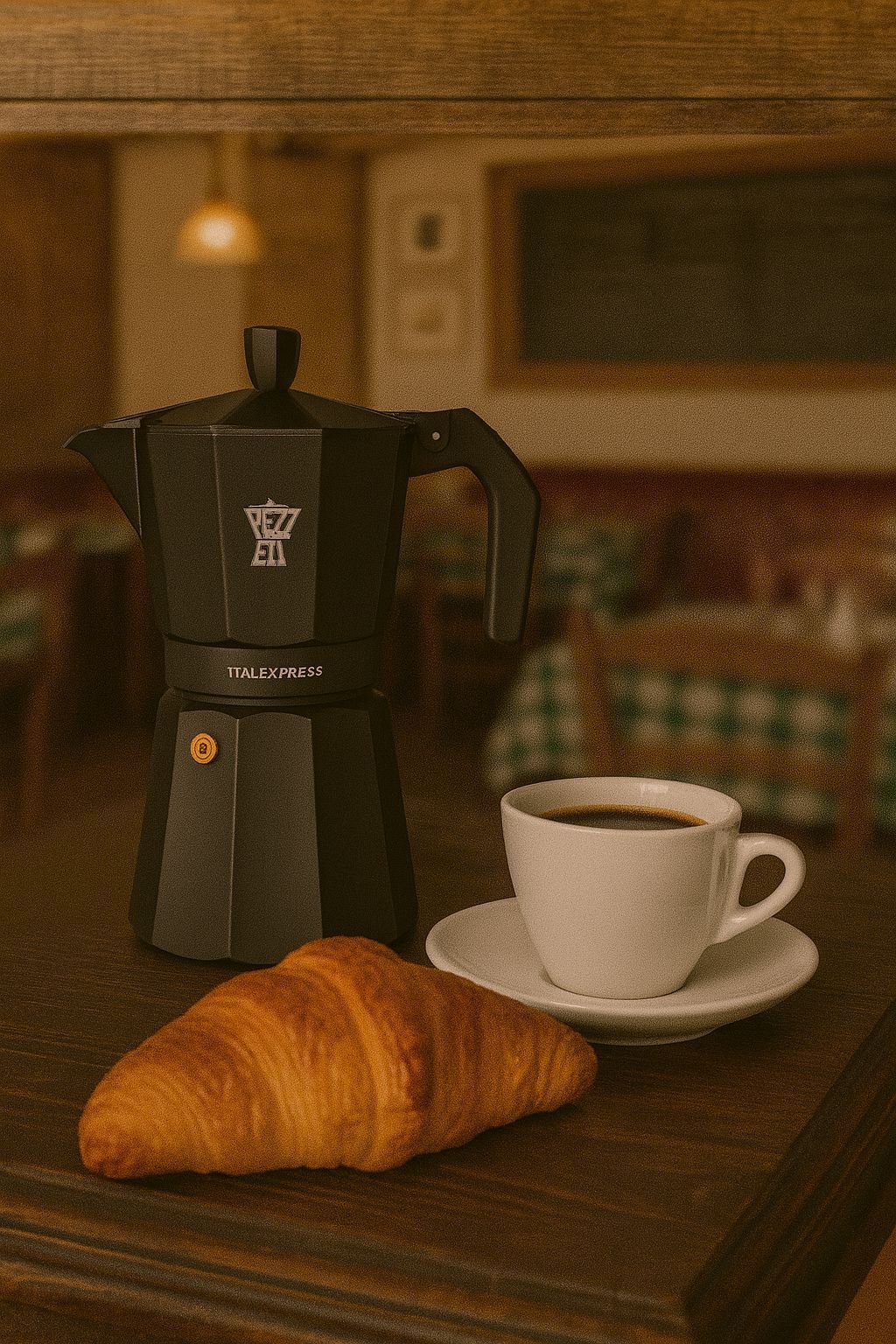 PEZZETTI Italian Coffee Maker - ITALEXPRESS - Aluminum - 6 cups - Black