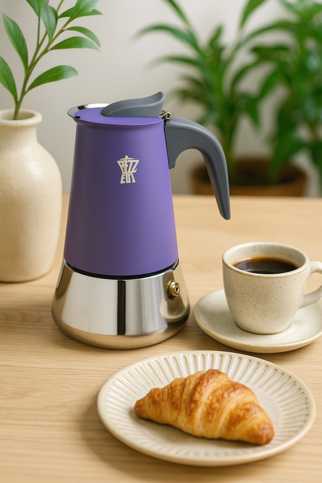 PEZZETTI Italian Coffee Maker - STEELEXPRESS - Stainless steel - 10 cups - Indigo Blue