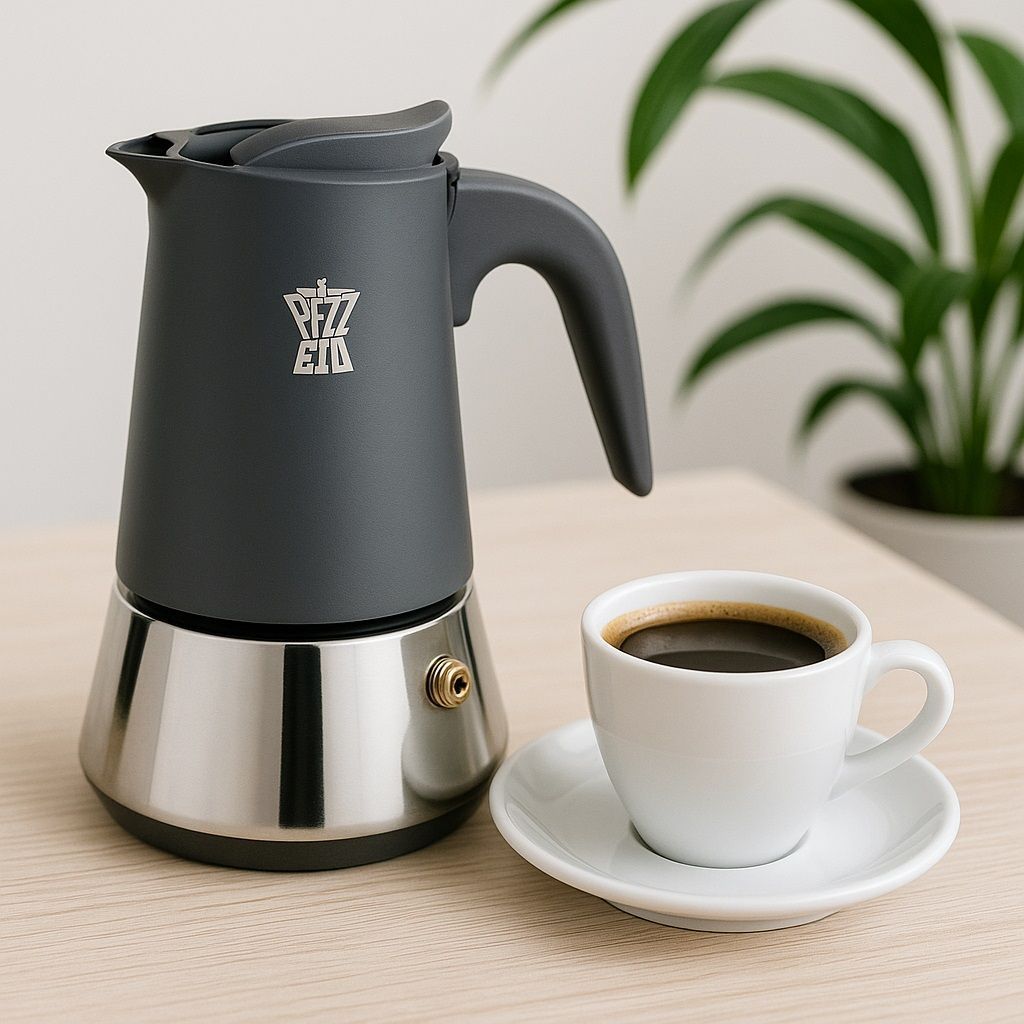 PEZZETTI Italian Coffee Maker - STEELEXPRESS - Stainless steel - 10 cups - Blue