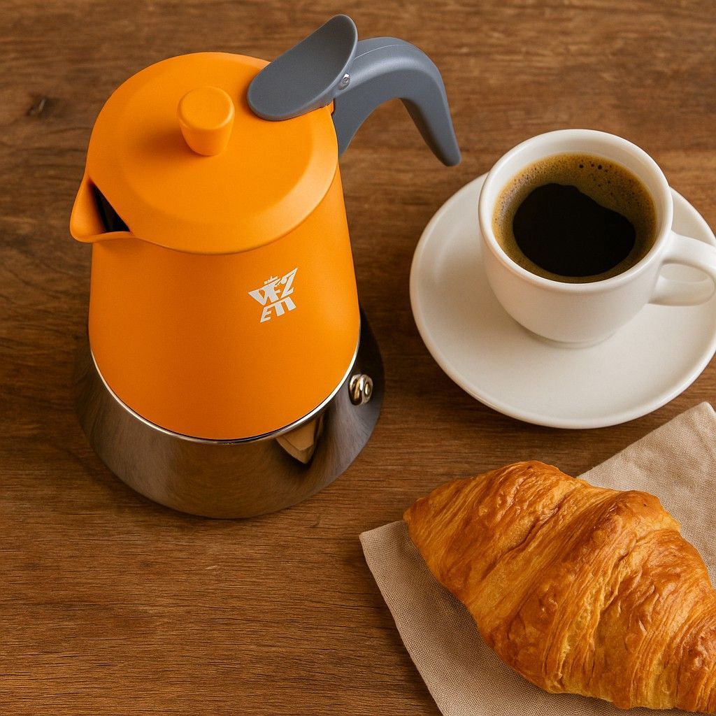 Pezzetti Coffee Maker - STEELEXPRESS - 4 Cups - Orange