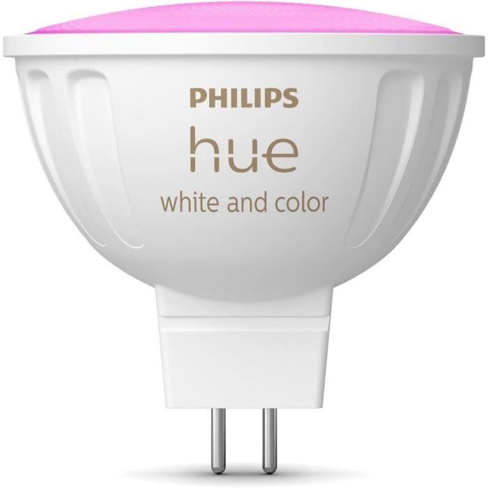 PHILIPS HUE Smart Bulb MR16 - White and Colored Light - Bluetooth Compatible - Works with App and Voice