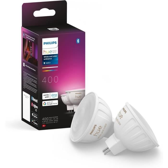 Philips Hue MR16 Smart Lamp, White and Color Ambiance, Compatible