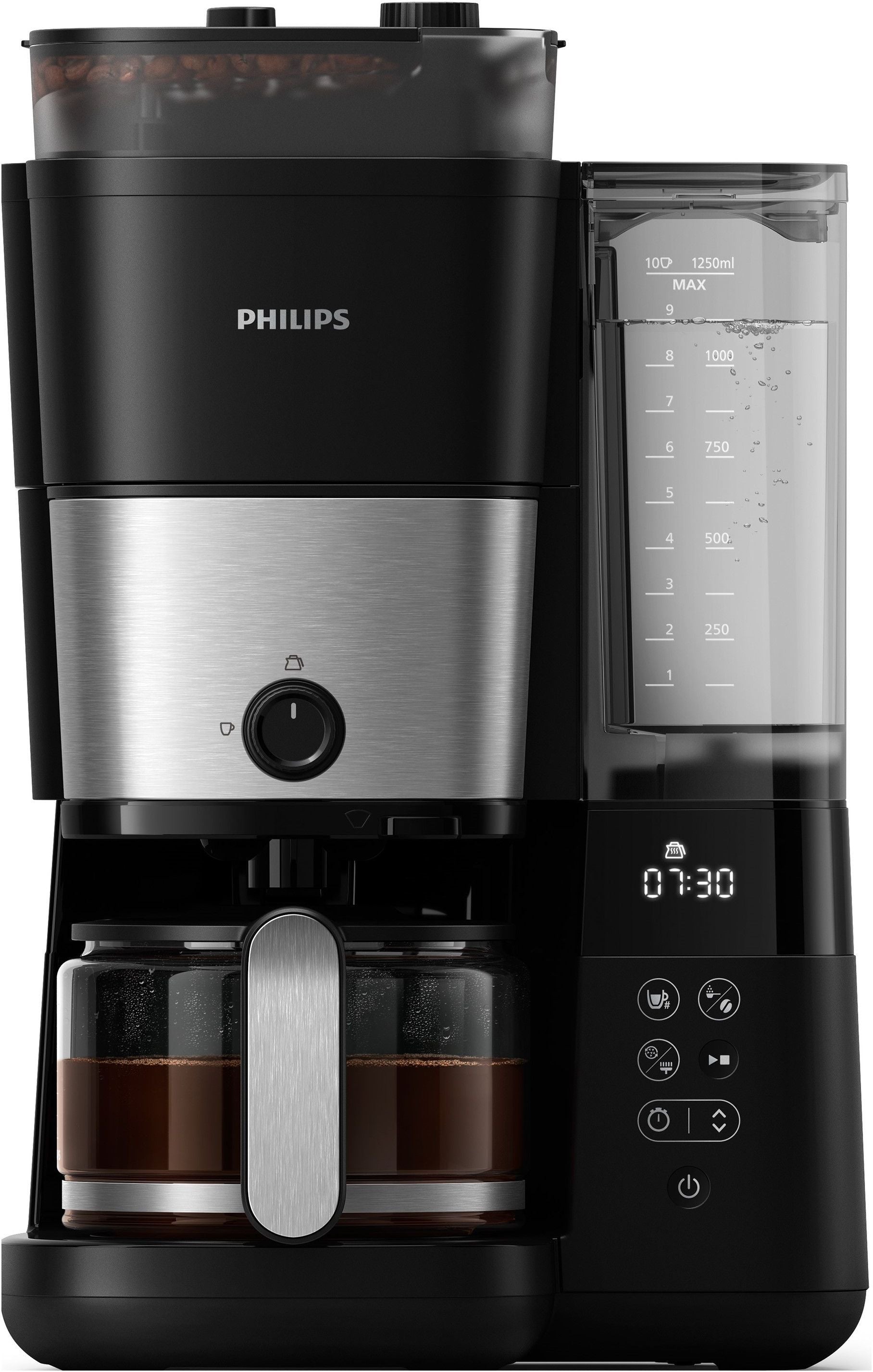 PHILIPS Filter Coffee Maker - HD7888/01 - Grind & Brew - 1.25 L - Metal