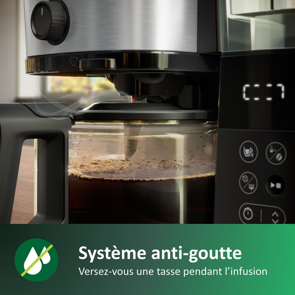 PHILIPS Filter Coffee Maker - HD7888/01 - Grind & Brew - 1.25 L - Metal
