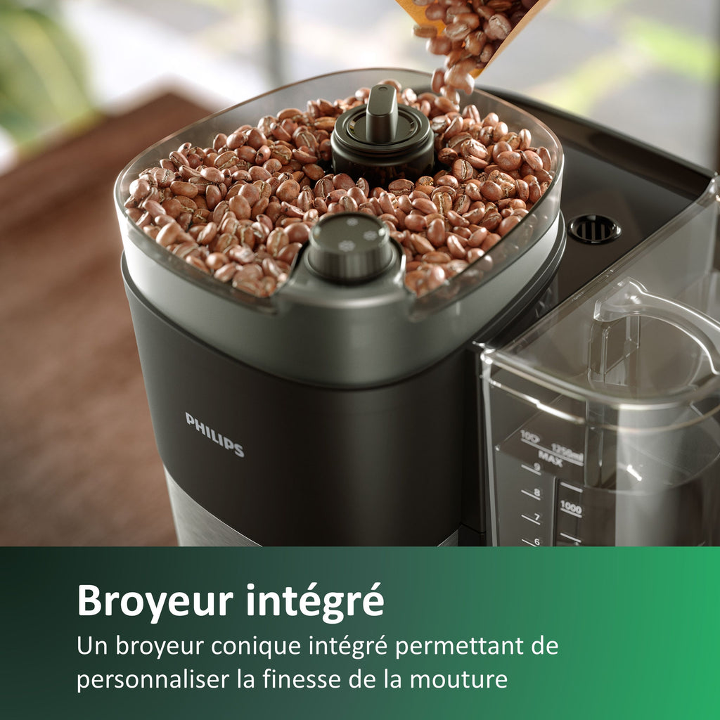 PHILIPS Filter Coffee Maker - HD7888/01 - Grind & Brew - 1.25 L - Metal