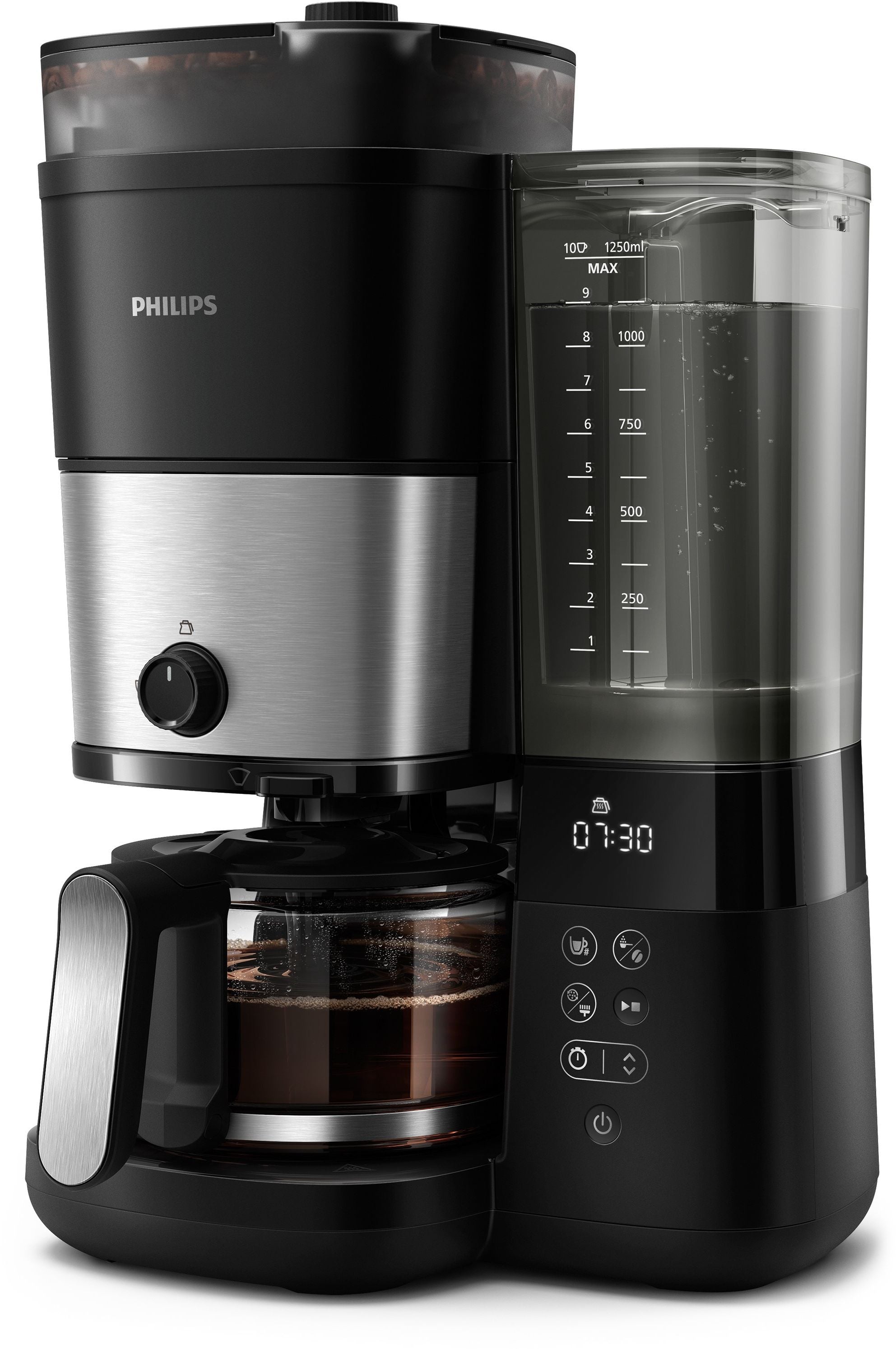 PHILIPS Filter Coffee Maker - HD7888/01 - Grind & Brew - 1.25 L - Metal