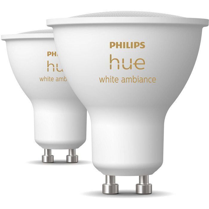 Pack of 2 LED Bulbs - PHILIPS HUE - GU10 Spotlight - Warm White to Cool White