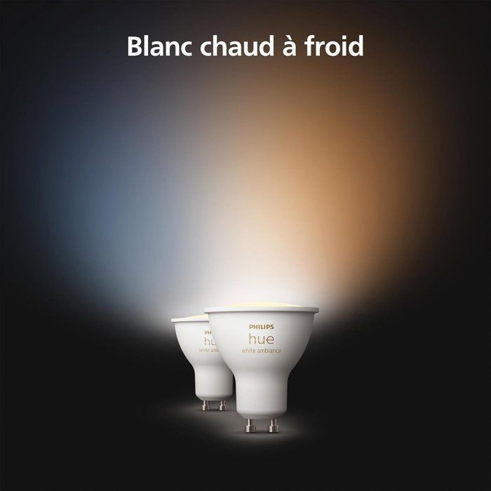 Pack of 2 LED Bulbs - PHILIPS HUE - GU10 Spotlight - Warm White to Cool White