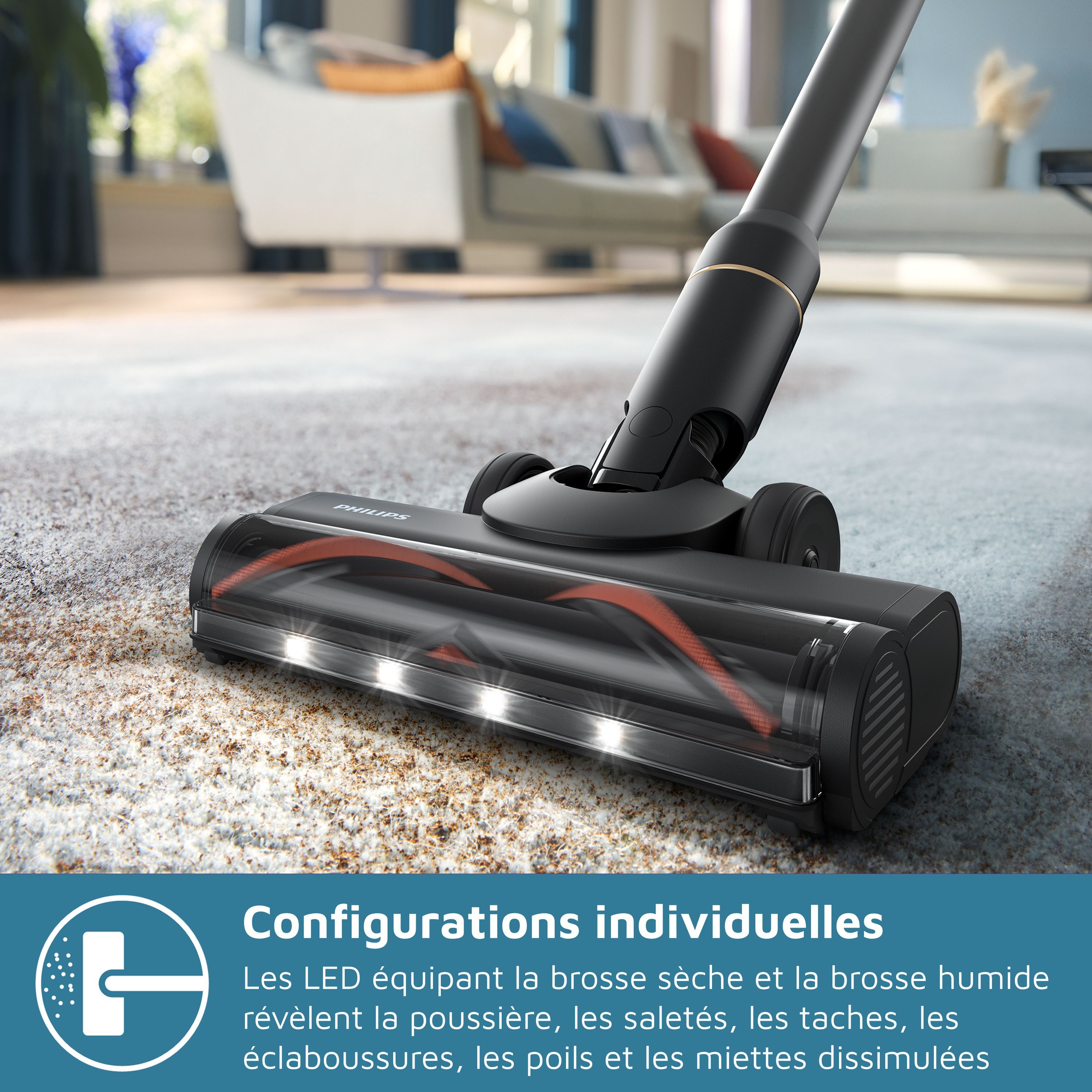 PHILIPS XW7264/11 3-in-1 Cordless Vacuum Cleaner and Mop - 7000 Series - PowerCyclone Aqua - 2500 RPM