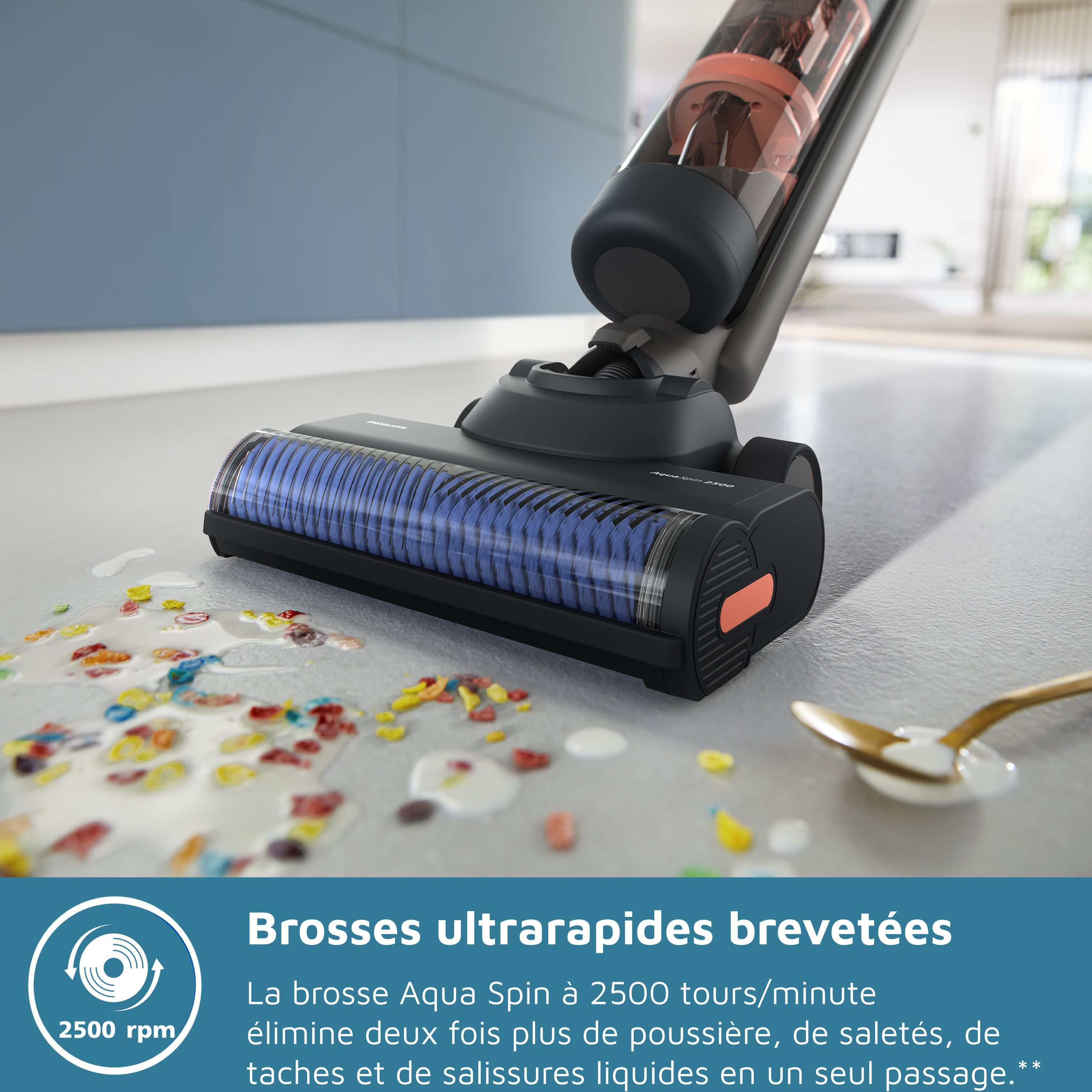 PHILIPS XW6264/11 2-in-1 Cordless Vacuum Cleaner and Mop - 6000 Series - PowerCyclone Aqua - 2500 RPM