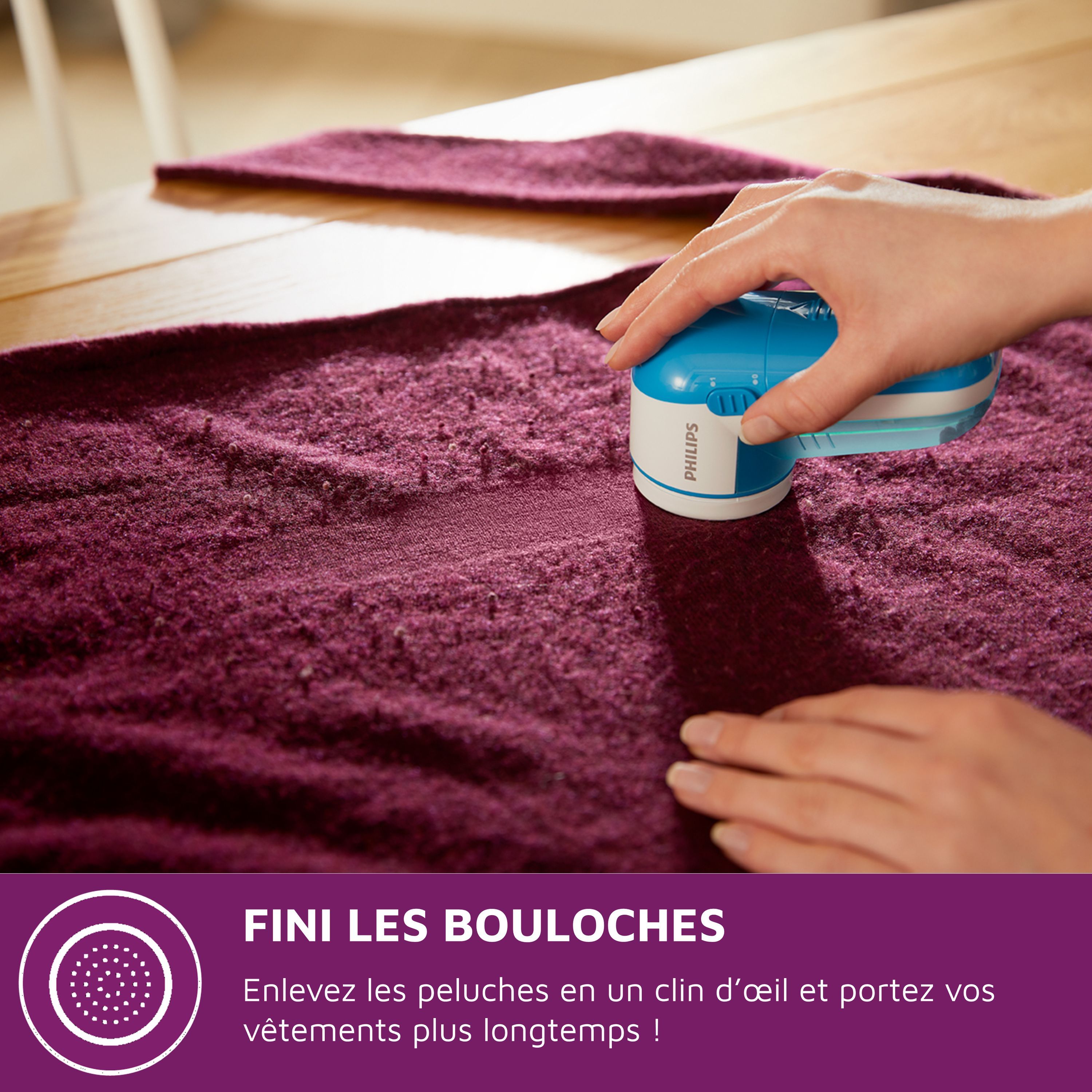 PHILIPS Lint Remover - GC026/00 - 3 Blades - Battery Operated - Blue/White