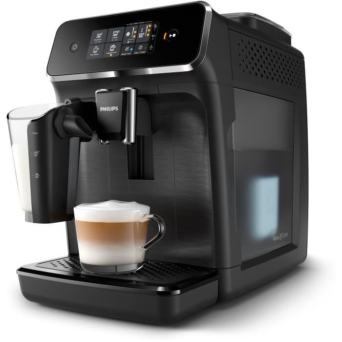 Machine a café Expresso broyeur - PHILIPS - EP2230/10 - Série 2200 - LatteGo - 4 recettes - Broyeur céramique - Noir brillant