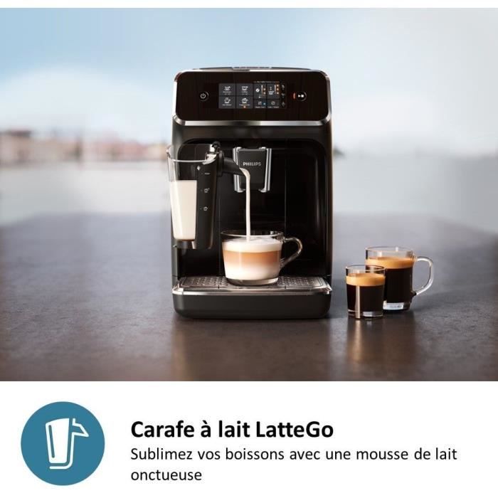 Machine a café Expresso broyeur - PHILIPS - EP2230/10 - Série 2200 - LatteGo - 4 recettes - Broyeur céramique - Noir brillant