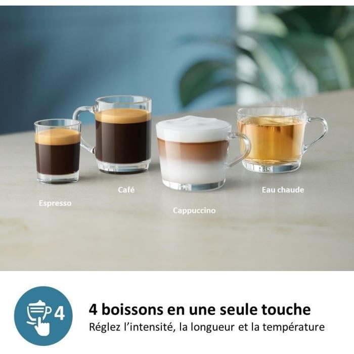 Machine a café Expresso broyeur - PHILIPS - EP2230/10 - Série 2200 - LatteGo - 4 recettes - Broyeur céramique - Noir brillant