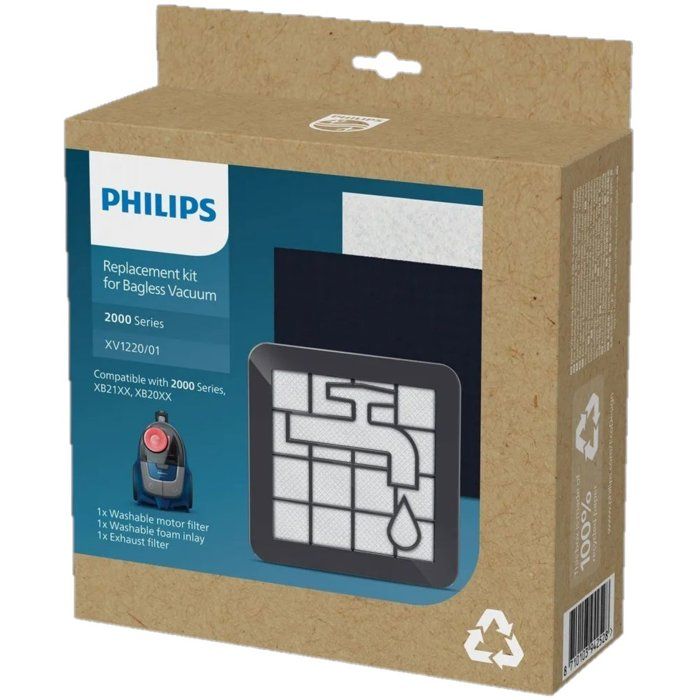 PHILIPS HEPA Filter Kit for Vacuum Cleaner - XV1220/01 - Compatible with 2000 Series