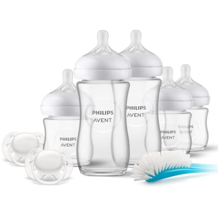 Philips Avent Natural Glass 3.0 Newborn Kit 3 x 120 ml + 2 x 240 ml Bottles
