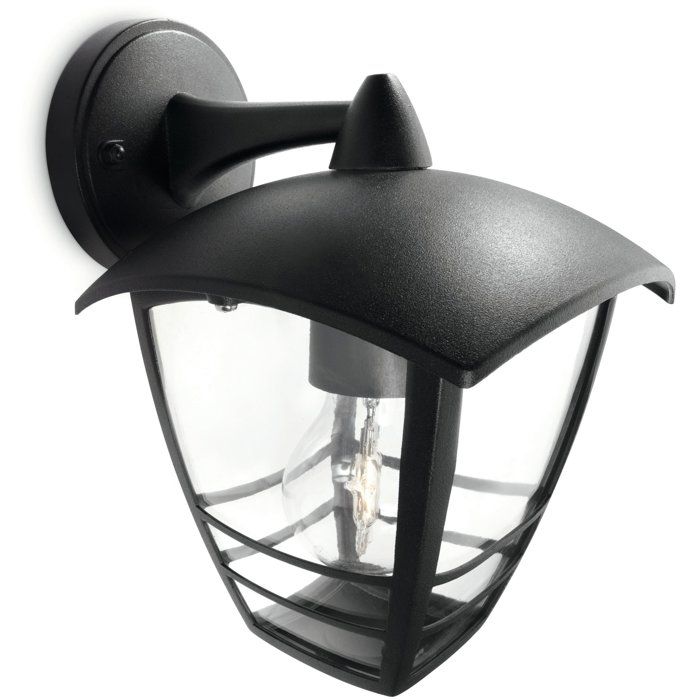 PHILIPS Outdoor Wall Light - Creek - Downward Facing - Black - IP44