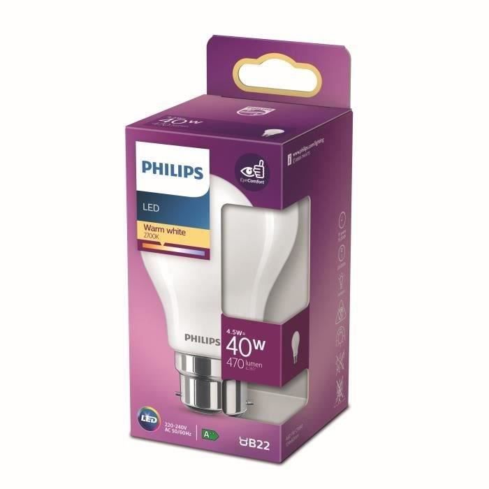Philips LED Bulb - 40W Equivalent - B22 - Warm White - Non-Dimmable