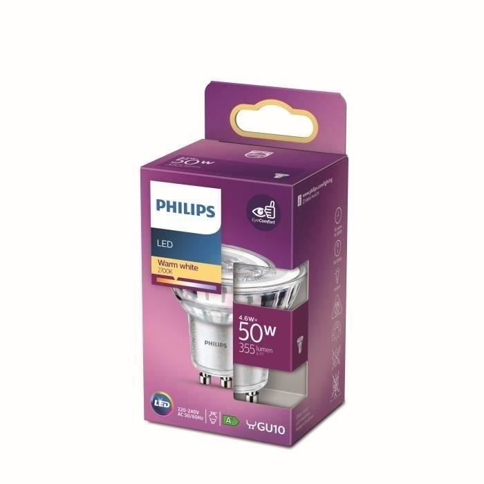 Philips 50W Equivalent GU10 LED Bulb - Warm White - Non-Dimmable