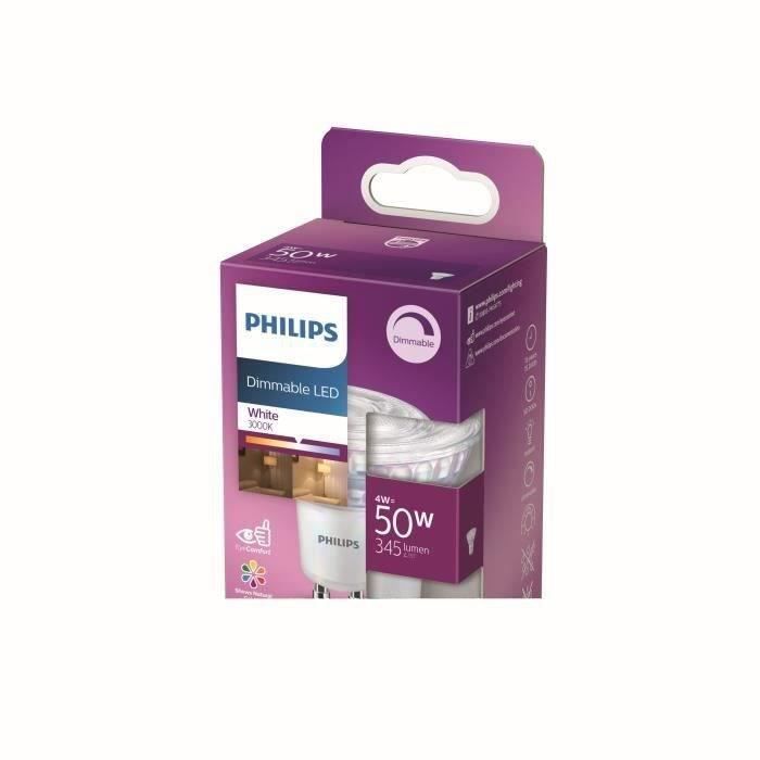 PHILIPS LED Bulb Equivalent 50W - GU10 - Dimmable - Glass